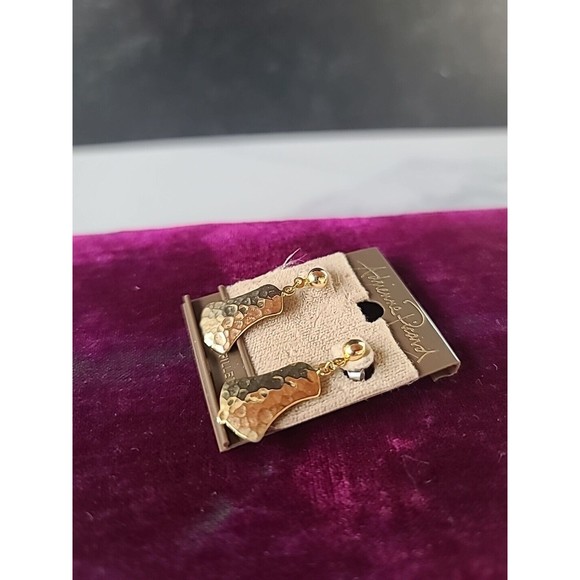 Adrienne Picard Pierced Hammered Dangling Earrings NOS 14KT GF POSTS - Picture 2 of 10